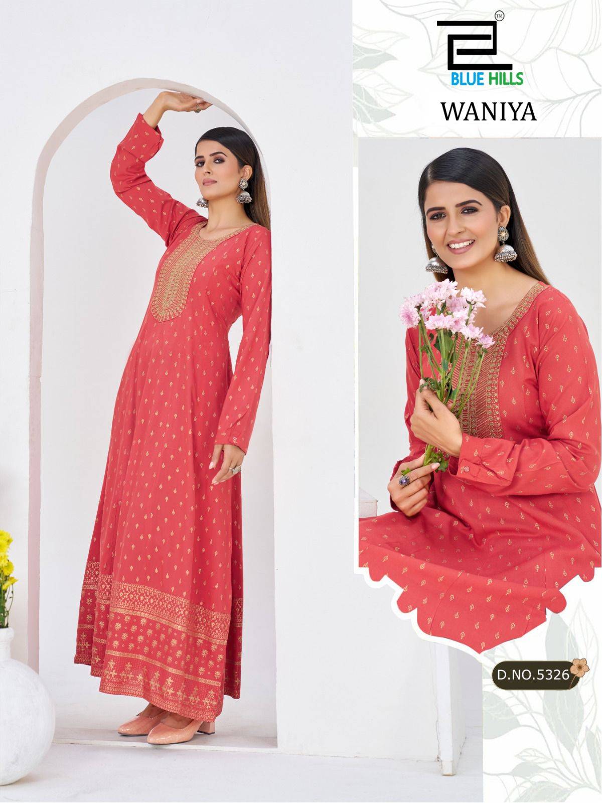 Waniya By BLUE HULLS 5323 To 5328 Series Designer Stylish Fancy Colorful Beautiful Party Wear & Ethnic Wear Collection Rayon 14kg Gown At Wholesale Price